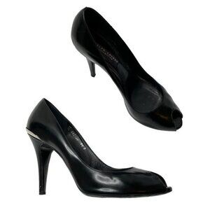 Ralph Lauren Collection purple label black peep toe heels size 9.5 office siren